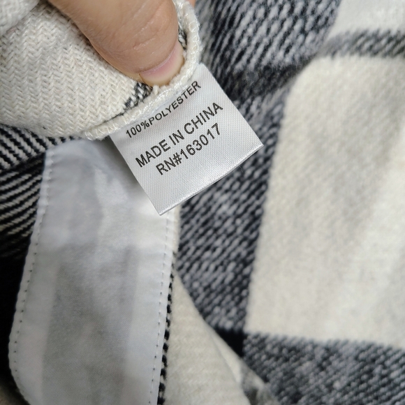 Princess Polly Monochrome Plaid Shirt Knit Jacket Flat Pockets Overcoat Sz  L/XL - Picture 12 of 14